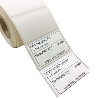 Cuộn 900 tem trà sữa 50x30 - Tem nhiệt in tem nhãn, in mã vạch, in tem phụ 50x30mm - 5x3cm.