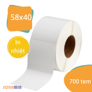 Cuộn 700 tem ( 58x40) - Tem nhiệt in tem nhãn, in mã vạch, in tem phụ 58x40mm - 5.8x4cm.