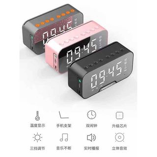 Loa bluetooth Kimiso K10 có giá đỡ điện thoại, có đồng hồ, nhiệt độ, % pin, mặt gương giá sỉ