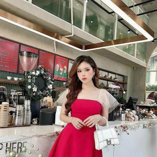 Đầm Thiết Kế - Đầm Xoè Tay Phối Voan