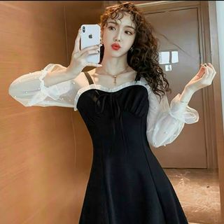 Đầm Xoè Tay Phối Lưới Đính Ngọc Sang Trọng