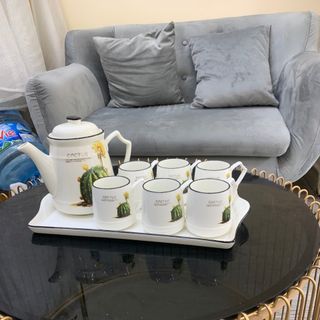 Bộ bình 6 cốc kèm khay sứ xương hàng cao cấp ( nhiều họa tiết )