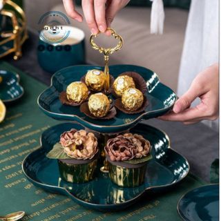 Khay sứ đựng bánh mứt kẹo trái cây 2 tầng / 3 tầng