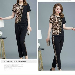 [CAO CẤP] Bộ đồ thể thao cotton cao cấp phối họa tiết beo 3d sang chảnh TT461 [ NHẬT-HÀN QUỐC]
