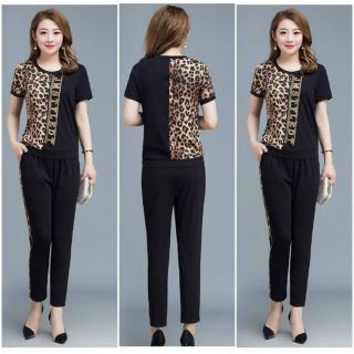[CAO CẤP] Bộ đồ thể thao cotton cao cấp phối họa tiết beo 3d sang chảnh TT461 [ NHẬT-HÀN QUỐC]