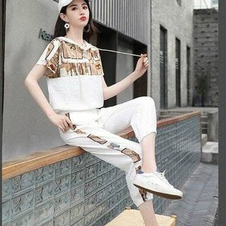 [CAO CẤP] Bộ đồ thể thao cotton cao cấp có nón phối họa tiết ngựa TT472 [ NHẬT-HÀN QUỐC]