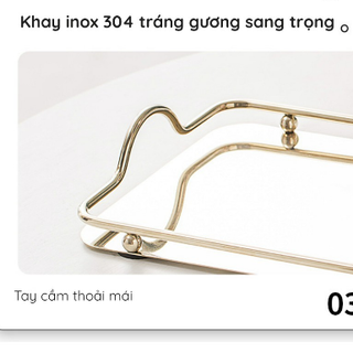 Khay Thủy Tinh Hình Chữ Nhật Inox Tráng Gương Sang Trọng