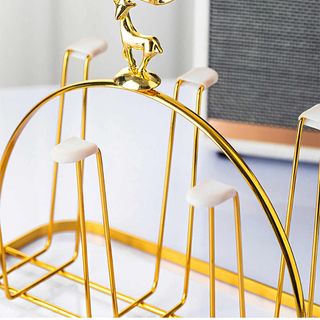 Khay úp cốc mẫu hươu mạ vàng có ống sứ cắm thìa dĩa