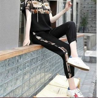 [Cao Cấp] Bộ đồ thể thao cotton cao cấp có nón phối họa tiết ngựa TT472 [Xuất Khẩu Châu Âu]