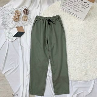 Quần baggy 9 tấc kaki thun dày dặn, co giãn thoải mái, lưng thun có dây rút dễ mặc Q622