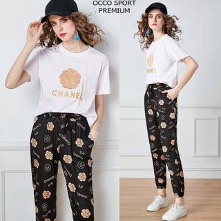 Bộ đồ thể thao cotton cao cấp có nón phối họa tiết ngựa TT471