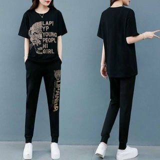 [CAO CẤP] Bộ đồ thể thao cotton cao cấp form rộng họa tiết con báo in nhũ TT464 [ NHẬT-HÀN QUỐC]