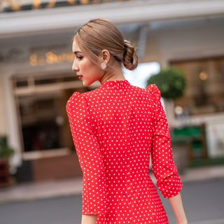 [CAO CẤP] ÁO DÀI HOẠ TIẾT TAY BỒNG CHẤM BI AD285 [ NHẬT-HÀN QUỐC]