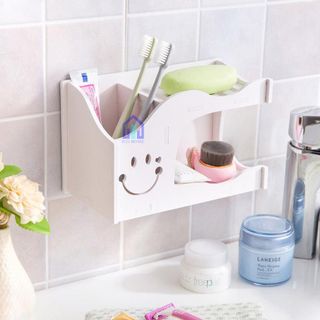 Kệ để đồ nhà tắm bằng gỗ [KHÁNG NƯỚC] để xà bông bàn chải gọn gàng