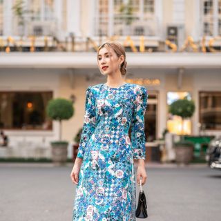 [CAO CẤP]SET ÁO DÀI HOẠ TIẾT CHẤM BI TAY BỒNG AD285 [ NHẬT-HÀN QUỐC]