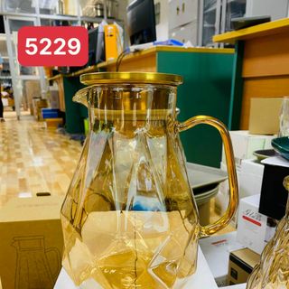 BỘ BÌNH 6 CỐC THỦY TINH CHỊU NHIỆT 400 ĐỘ C MẠ VÀNG