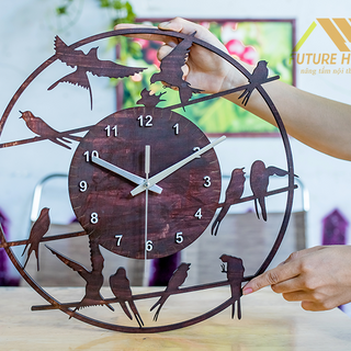Đồng Hồ Gỗ Treo Tường chất liệu gỗ MDF đẹp trang trí phòng khác nhà và quán cafe Trenddecor