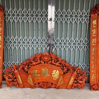 Bộ cuốn thư câu đối gỗ hương đỏ nam phi