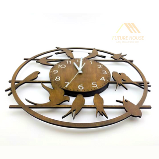 Đồng Hồ Gỗ Treo Tường chất liệu gỗ MDF đẹp trang trí phòng khác nhà và quán cafe Trenddecor
