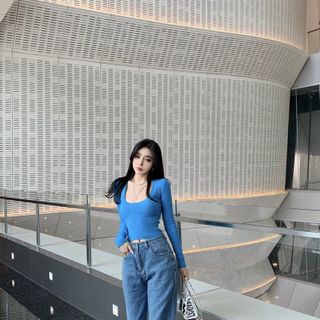 Quần jeans dáng dài trùm got trendy new