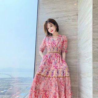 Váy hoa thổ maxi cao cấp