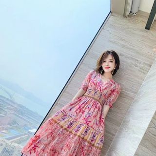 Váy hoa thổ maxi cao cấp