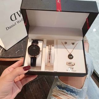 [ ]Set đồng hồ 5 món dây da Đi đúp