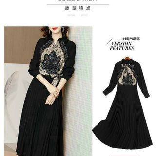 Đầm lụa họa tiết trẻ trung xinh xắn.