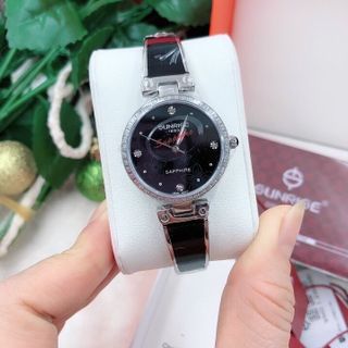 [ ]Đồng hồ nữ lắc inox Sun rai viền đá