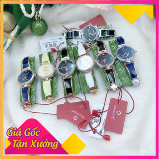[ ]Đồng hồ nữ lắc inox Sun rai viền đá