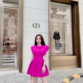 Đầm màu kiểu chiết ly eo