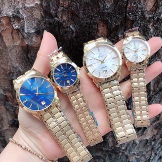 Đồng hồ nam nữ cặp inox Omg thép không gì