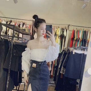 Chân váy jean xẻ
