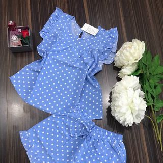 Bộ lụa lửng chấm bi