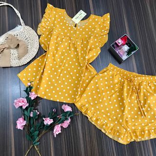 Bộ lụa lửng chấm bi