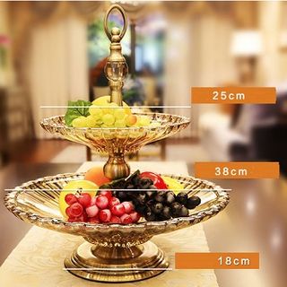 Khay mứt để hoa quả thuỷ tinh 2 tầng cao cấp