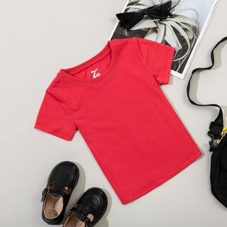 Áo thun cotton cổ tròn cho bé - trơn không hình