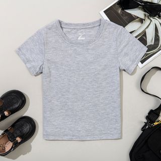 Áo thun cotton cổ tròn cho bé - trơn không hình