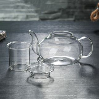 Bộ ấm chén pha trà hoa thủy tinh cao cấp