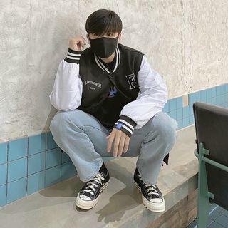Áo khoác dù kiểu bomber logo chữ F phong cách