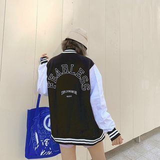 Áo khoác dù kiểu bomber logo chữ F phong cách