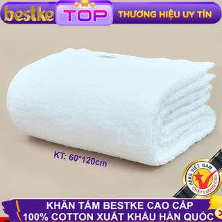 Khăn Tắm Bestke Cao Cấp 100% Cotton Siêu Thấm Hút Nước, Xuất Khẩu Hàn Quốc, white, size 120*60cm, towels, cotton towels bestke giá sỉ
