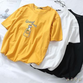 Áo thun nữ form rộng tay lỡ unisex in hình orange soda giá rẻ