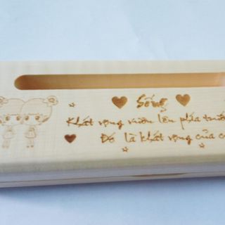 Hộp bút gỗ 01 (rãnh card) quà tặng khắc laser