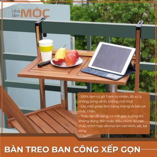 Bàn gỗ tràm treo ban công đẹp