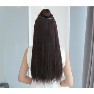 Tóc giả nửa đầu màu đen thẳng dài 60cm JFP05