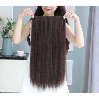 Tóc giả nửa đầu màu đen thẳng dài 60cm JFP05