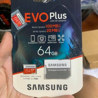 Thẻ nhớ Micro SD Samsung Evo Plus U1 64GB Class 10 - Read 100MB/s + Write 20MB/s hàng chính hãng (Kèm Adapter)