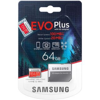 Thẻ nhớ Micro SD Samsung Evo Plus U1 64GB Class 10 - Read 100MB/s + Write 20MB/s hàng chính hãng (Kèm Adapter)