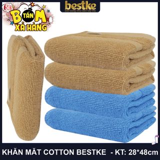 Bestke Khăn Mặt 100% Cotton, Mềm Mại và Siêu Thấm Hút Nước , COMBO 5 cái KT 28cm*48cm/cái, 3cafe+2Blue, towel factory giá sỉ